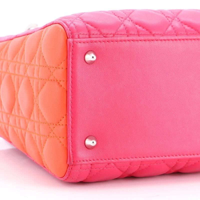 Christian Dior Tricolor Lady Dior Bag Cannage Quilt Lambskin Medium - 6