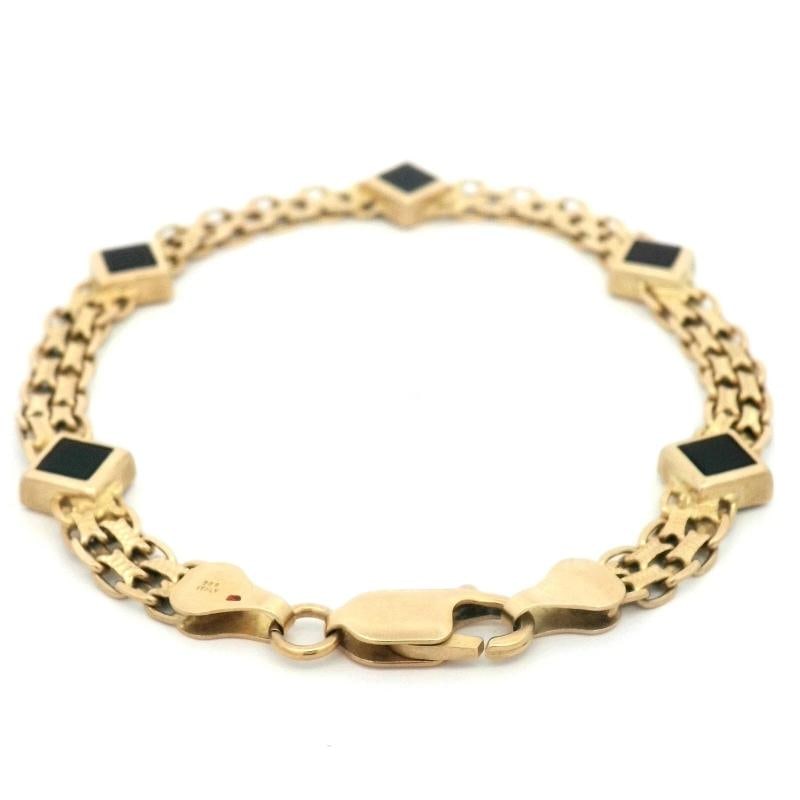 Onyx Bracelet In 14k Yellow Gold - 3