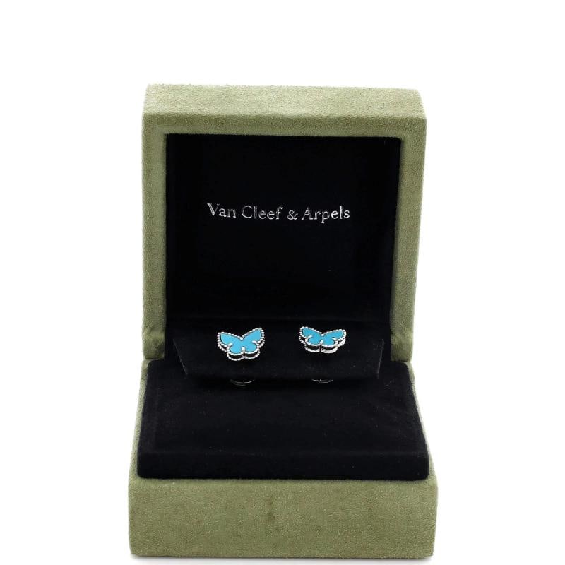 Van Cleef & Arpels Sweet Alhambra Butterfly Stud Earrings 18K White Gold - 2