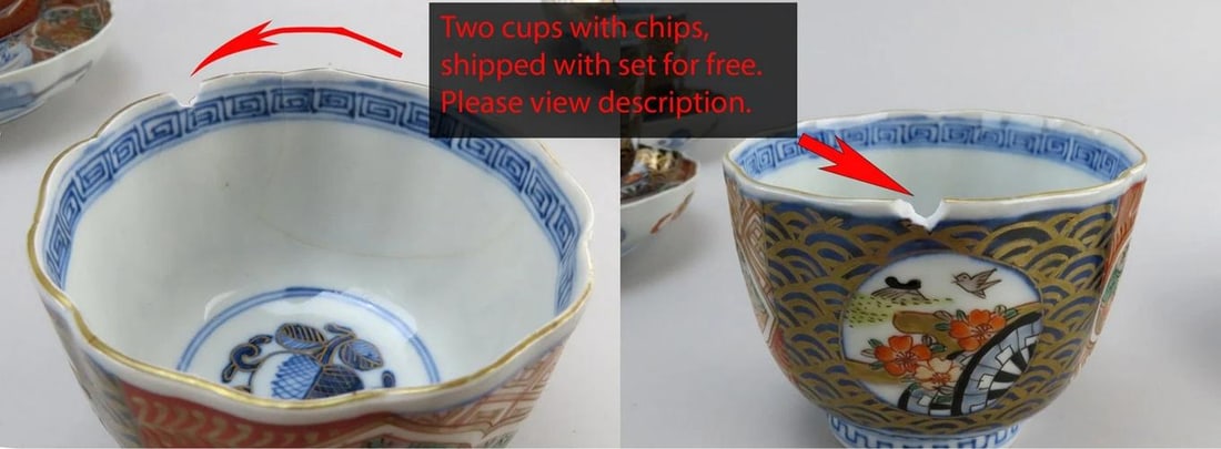 8 Antique Imari Large cups and Saucers Fine Quality - 9