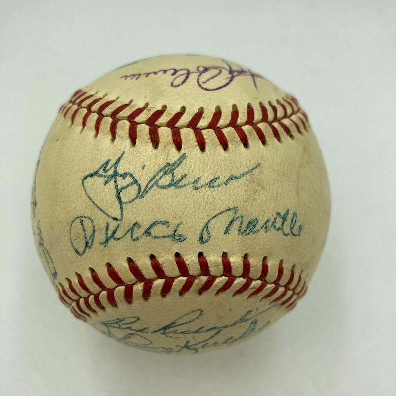 1957 New York Yankees AL Champs Team Signed Baseball Mickey Mantle PSA DNA COA (1 of 8)