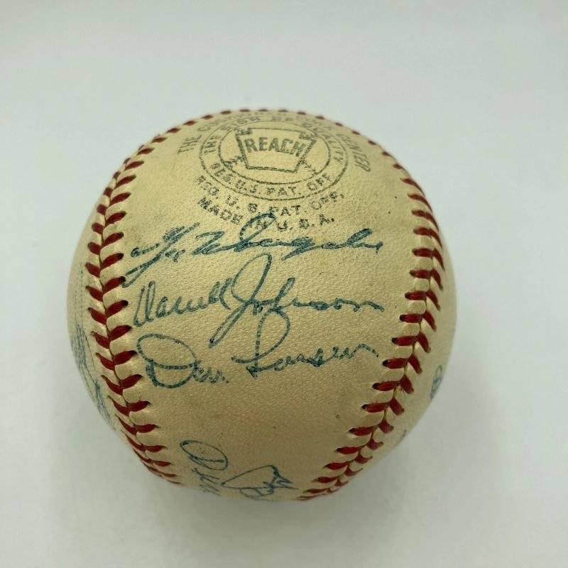 1957 New York Yankees AL Champs Team Signed Baseball Mickey Mantle PSA DNA COA - 5
