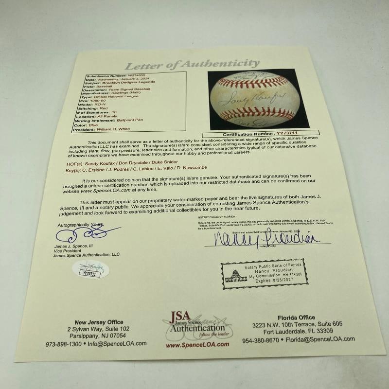 1957 Brooklyn Dodgers Final Season Team Signed Baseball Sandy Koufax JSA COA - 7