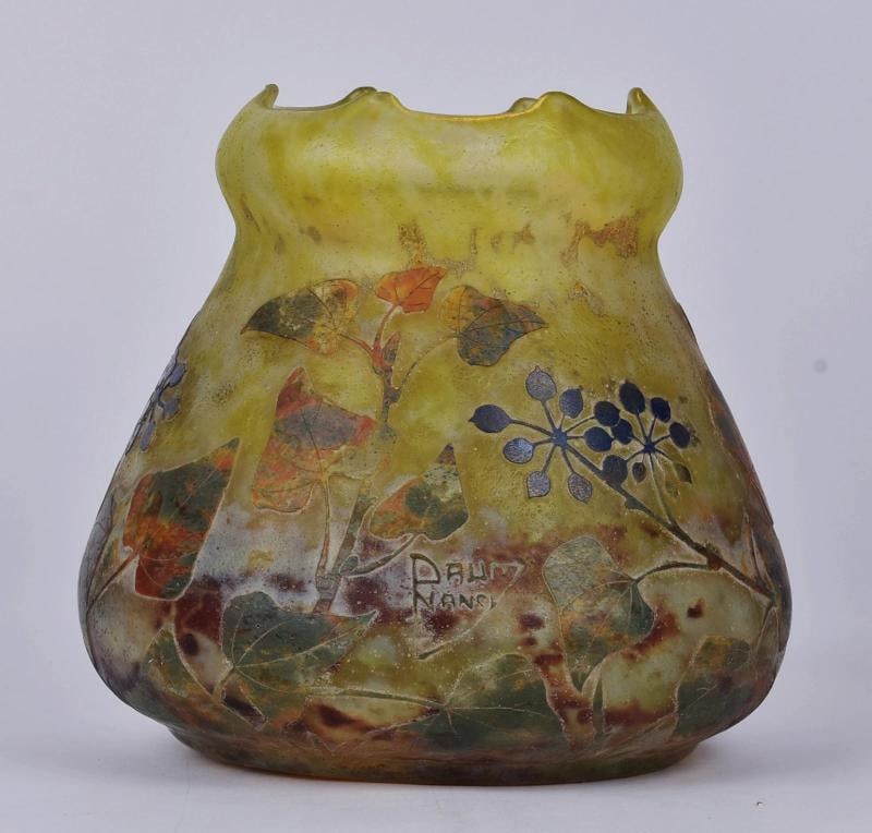 Daum Nancy Signed Vintage Glass Vase~(6.25"H x 7"W) (1 of 9)