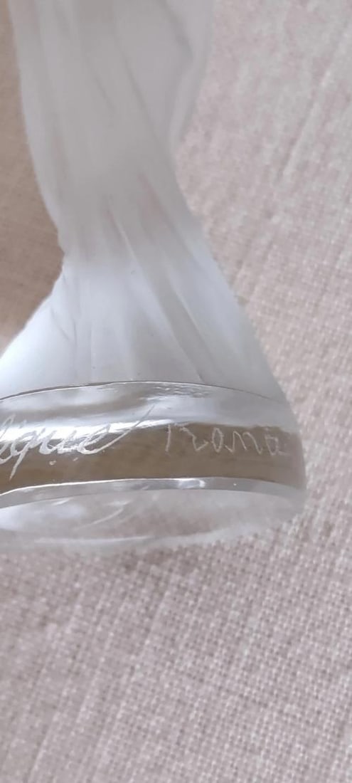 Rene Lalique Signed Frosted Crystal Glass Sculpture~(5.5"H x 1.3"W) - 9
