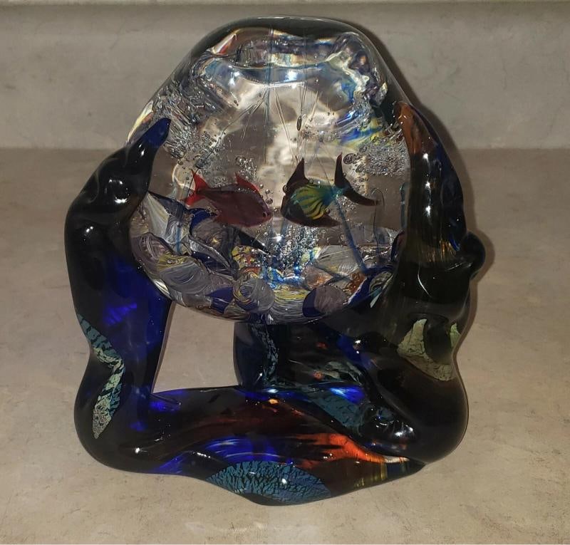 Seguso Viro Signed Murano Aquarium Sculpture~(8.5"H x 5"W) - 6