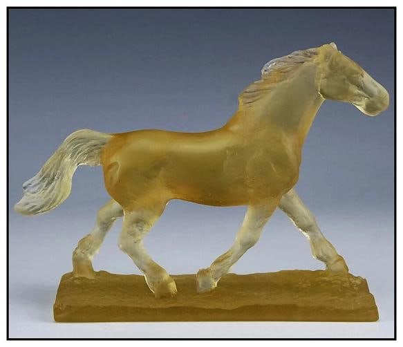 Jean Francois Leroy Daum Pate De Verre Glass Sculpture Signed Horse Trotter Art: 6" tall x 4" x 1.75". Condition: Used,Country of Origin: France,Style: Art Nouveau,Features: Signed,Type: Sculpture,Color: amber,Glassmaking Technique: Hand Blown,Type of Glass: Pate de