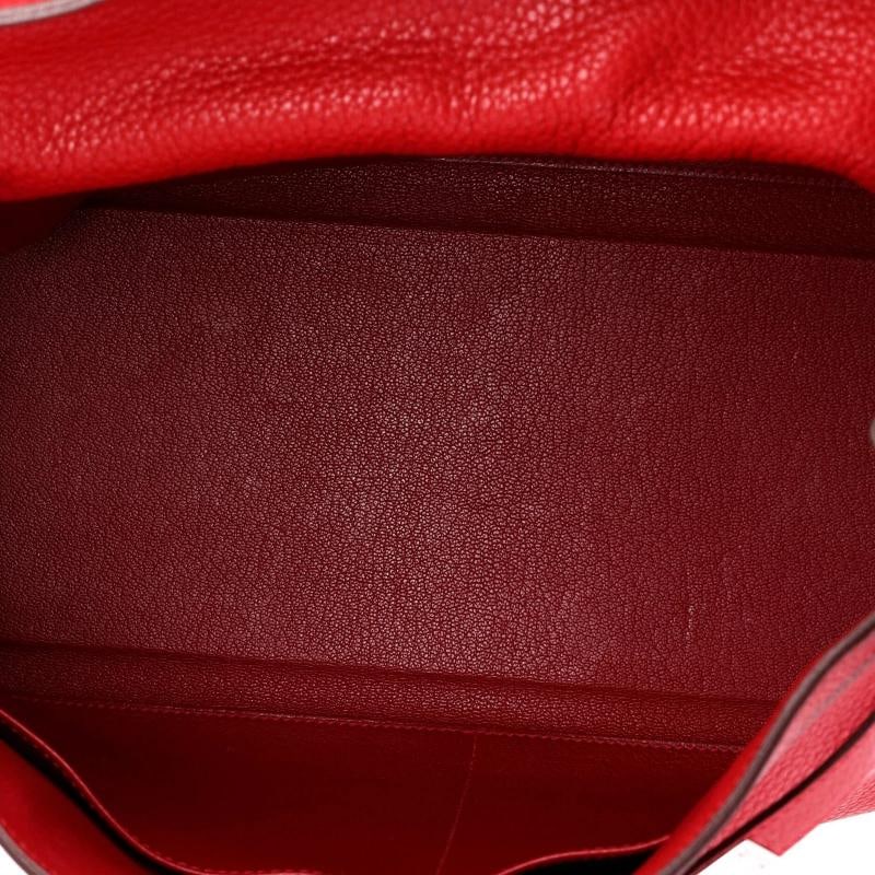 Hermes Kelly Handbag Red Clemence with Palladium Hardware 35 - 5