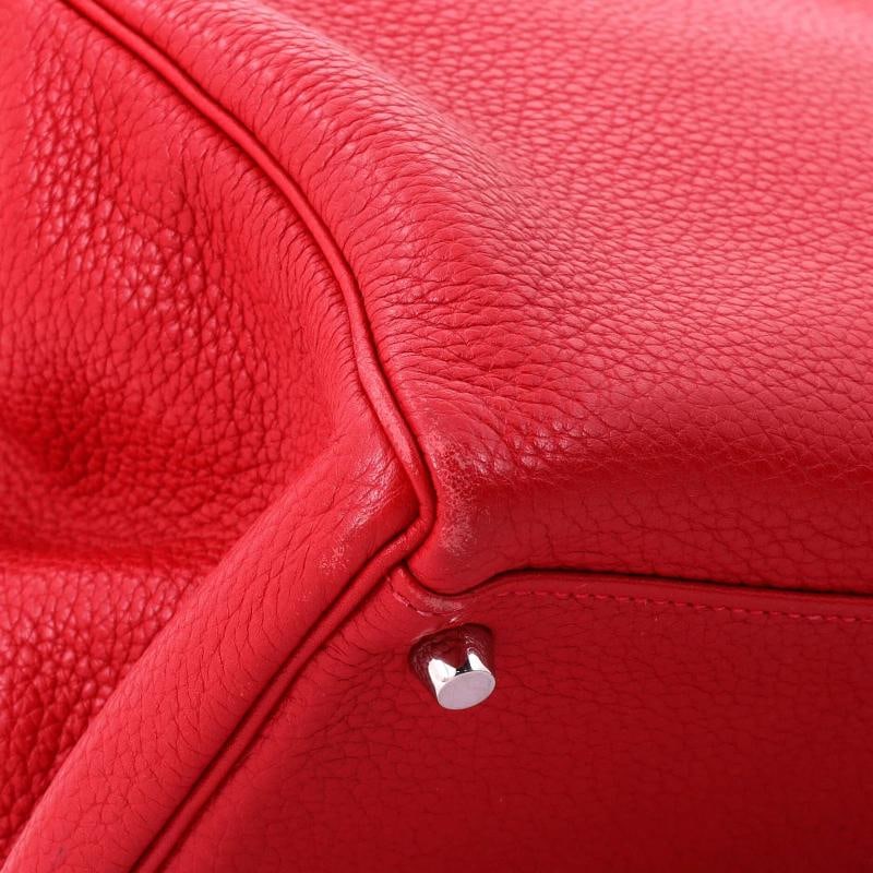Hermes Kelly Handbag Red Clemence with Palladium Hardware 35 - 7