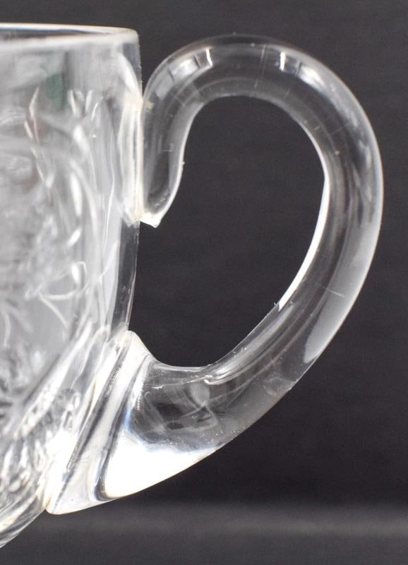 Rare Baccarat Art Glass Footed Handled Cup - Engraved w/Bird & Flowers, C1900 - 10