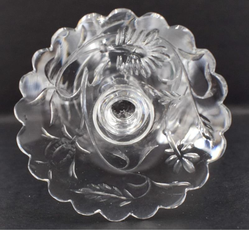 Rare Baccarat Art Glass Footed Handled Cup - Engraved w/Bird & Flowers, C1900 - 11