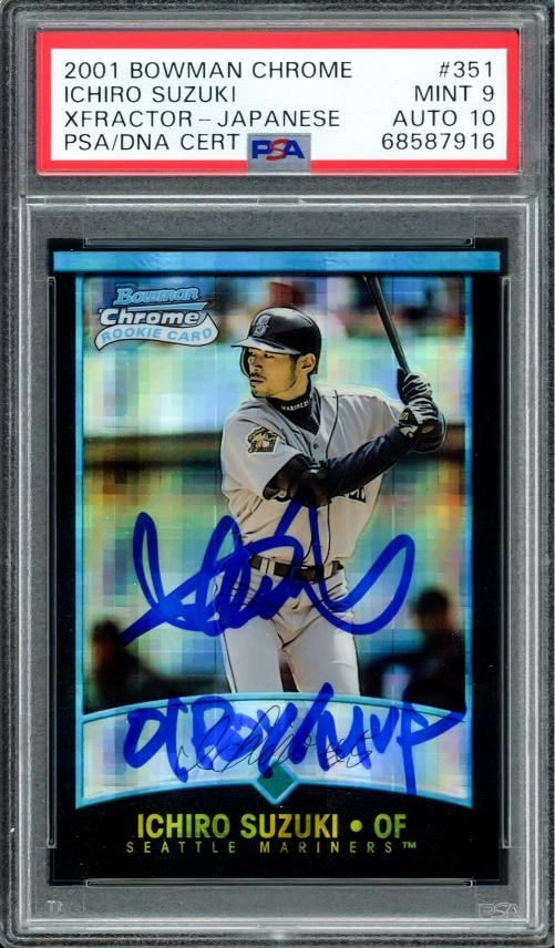 Ichiro Suzuki Auto 2001 Bowman Chrome XFractor Japanese RC 351 PSA 9 Sig 10 MVP (1 of 2)