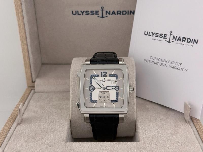Ulysse Nardin Quadrato Dual Time 243-92 Blue and Grey Dial Stainless Steel (1 of 12)