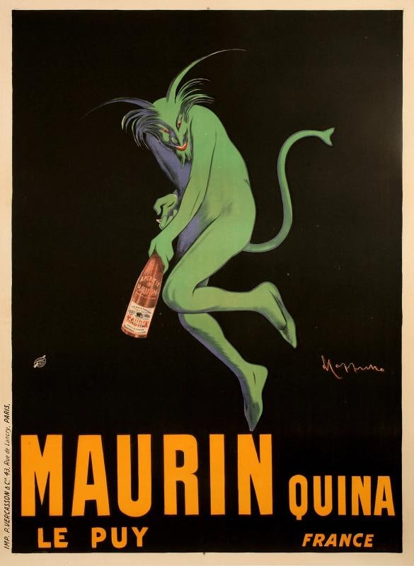 Original posters, hat, Maurin Quina, green devil, aperitif, drink 1906-: Condition: Used,Epoque: RÃÂ©tro (1900-1979),Dimensions: 114 x 154 cm,Impression: Couleur,ThÃÂ¨me: Liqueur,Country of Origin: France Artiste : Leonetto Cappiello (1875 -