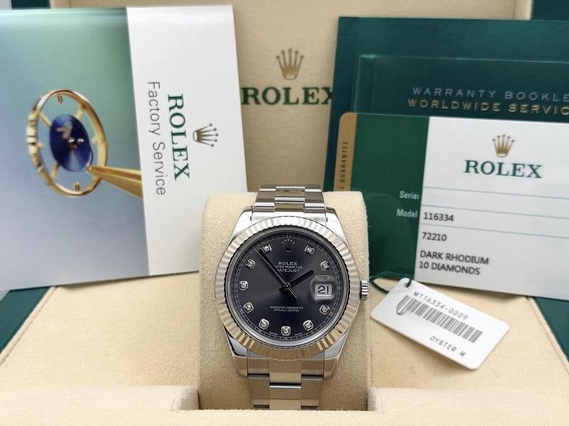 Rolex Datejust II 116334 41mm Rhodium Diamond Dial Stainless Steel Box Paper (1 of 8)