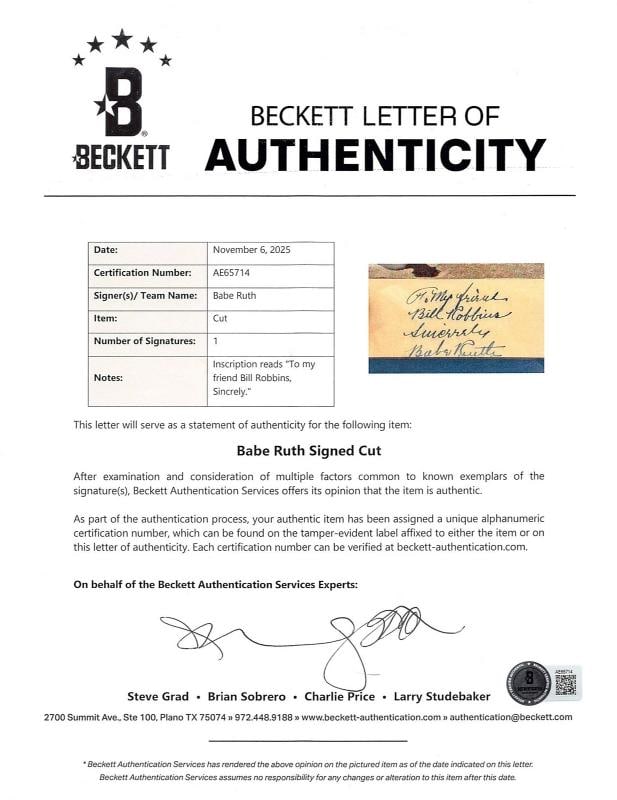 Yankees Babe Ruth "Sincerely" Signed & Framed 8x10.5 Magazine Page BAS #AE65714 - 4
