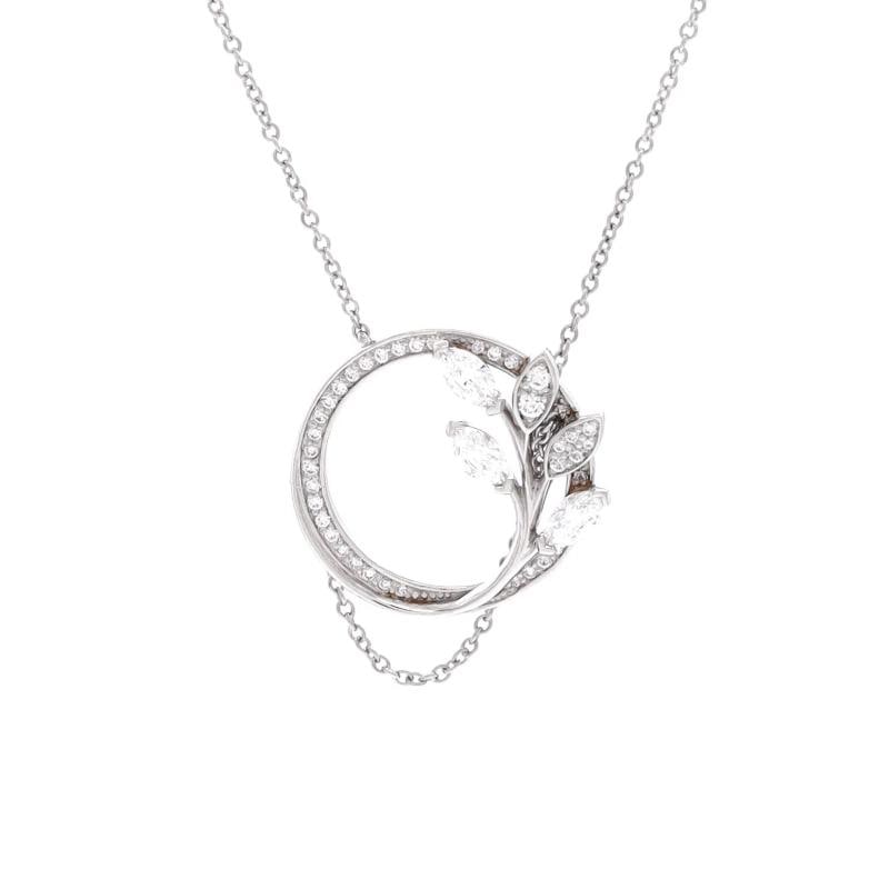 Tiffany & Co. Victoria Vine Circle Pendant Necklace Platinum with Diamonds Small: Measurements: Length: 16.00 ", Pendant Length: 18.20 mm, Pendant Width: 19.10 mm . Condition: Pre-owned - Good,Brand: Tiffany & Co.,Main Stone: Unknown,Metal: Platinum (Pt950),Metal Purity: