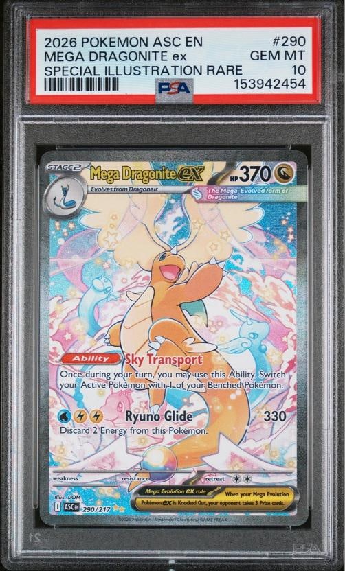 2026 POKEMON ASC EN-ASCENDED HEROES #290 MEGA DRAGONITE EX PSA 10: Condition: Graded - PSA 10: Professionally graded ,Graded: Yes,Set: 2026 POKEMON ASC EN-ASCENDED HEROES,Game: PokÃÂ©mon TCG,Character: MEGA DRAGONITE EX,Card Name: MEGA DRAGONITE EX,Gra