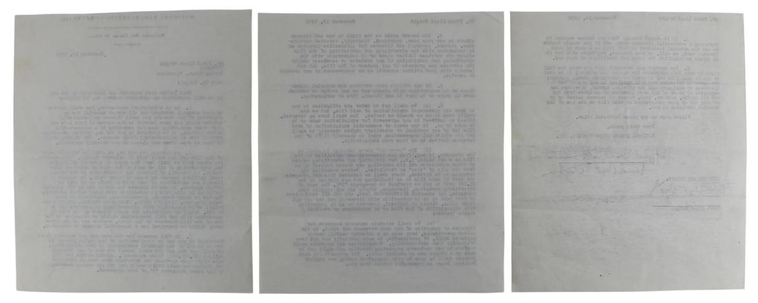 Frank Lloyd Wright Authentic 3x Signed 8.35x9.5 3 Page NBC Contract BAS #AB14681 - 8