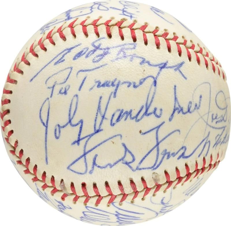 Joe Dimaggio Pie Traynor George Weiss HOF Multi Signed Baseball SGC COA - 3