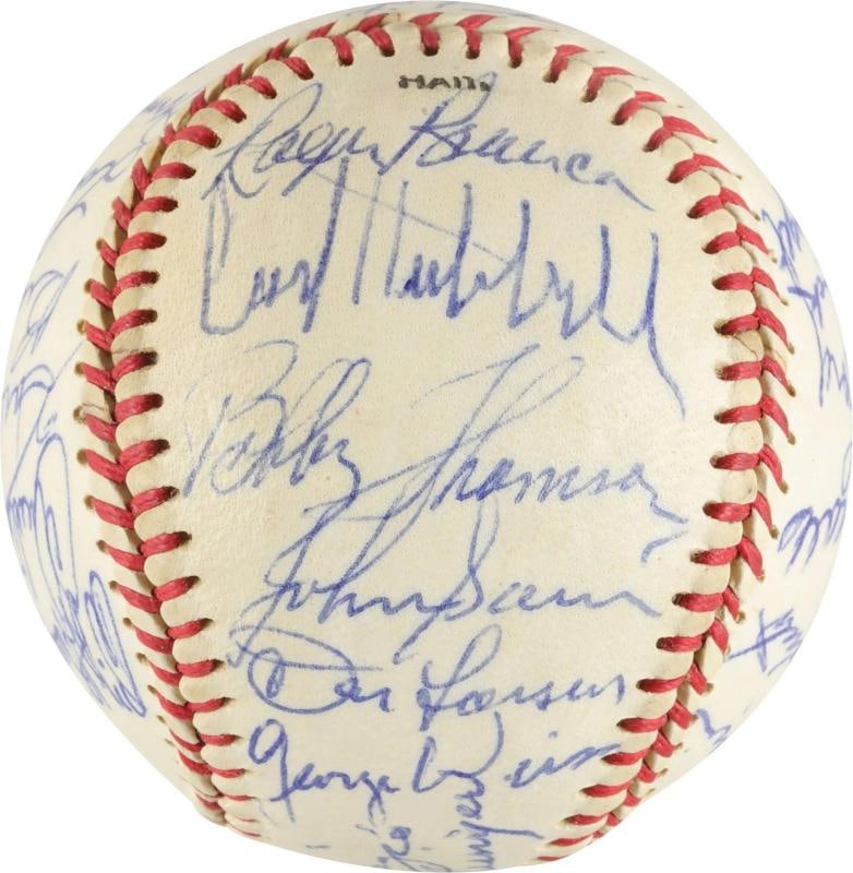 Joe Dimaggio Pie Traynor George Weiss HOF Multi Signed Baseball SGC COA - 4