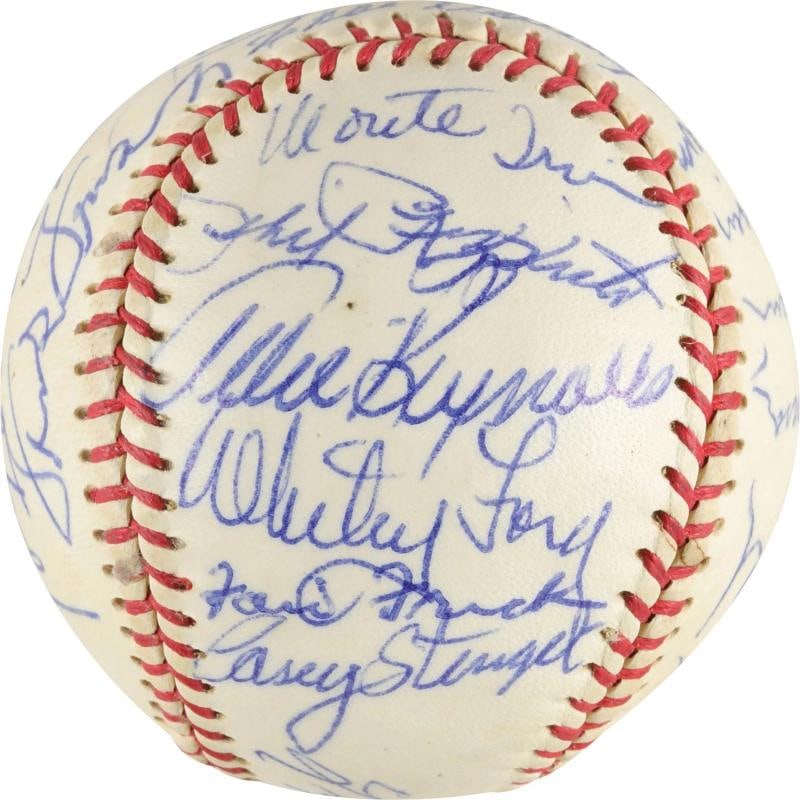 Joe Dimaggio Pie Traynor George Weiss HOF Multi Signed Baseball SGC COA - 6