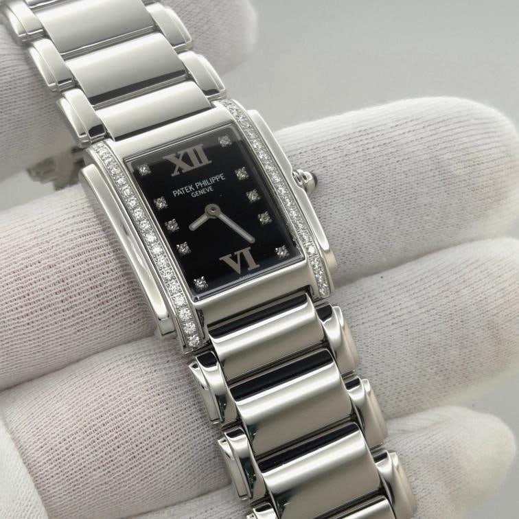 Patek Philippe Twenty 4 4910/10A-010 25mm Black Diamond Dial Diamond Bezel Steel - 2