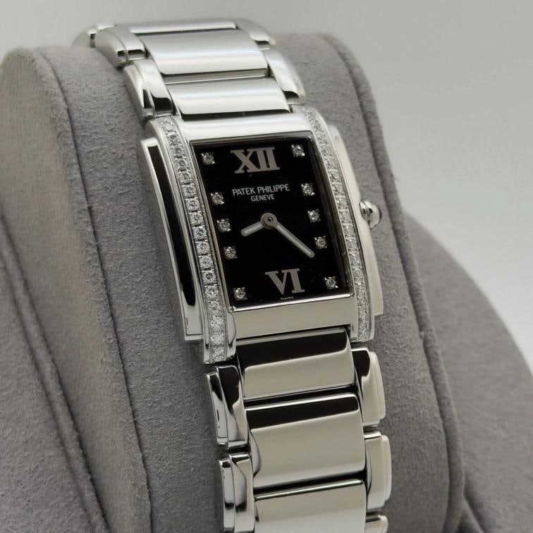 Patek Philippe Twenty 4 4910/10A-010 25mm Black Diamond Dial Diamond Bezel Steel - 4