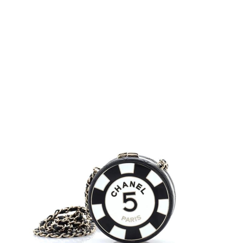 Chanel Poker Chip Clutch With Chain Quilted Lambskin with Enamel: Condition: Pre-owned - Good,Brand: Chanel,Exterior Material: Enamel, Leather,Style: Minaudieres,Exterior Color: Black,Department: Women,Size: Unknown,Accessories: Dust Bag