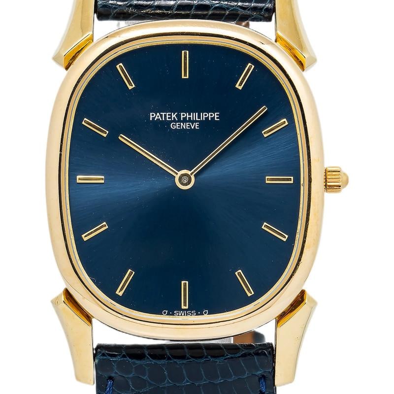 Patek Philippe Golden Ellipse 3738/119 w/Paper 18k YG Blue Dial Auto Men's 31mm - 2