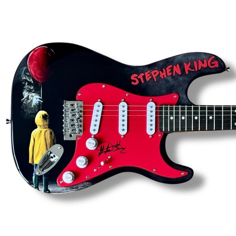 Stephen King Signed Guitar JSA COA Custom Graphics It Misery Pet Cemetery: Industry: Movies,Signed by: Stephen King,Autograph Authentication: James Spence (JSA),Original/Reproduction: Original,Movie: It,Signed: Yes,Country of Origin: United States