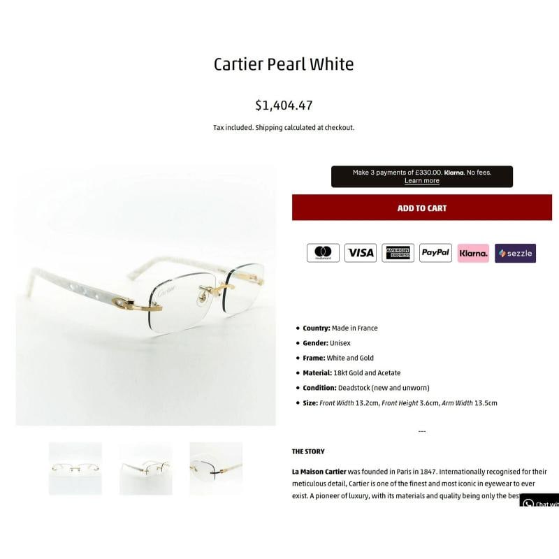 Cartier Pearl White Syracuse Glasses - 12