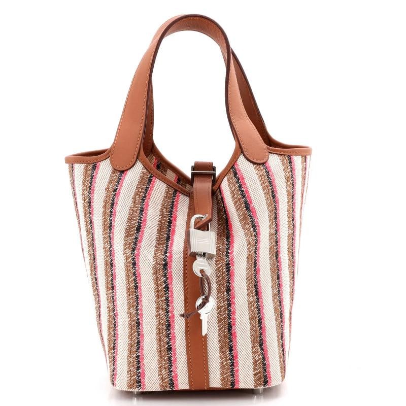 Hermes Couverture Lignes Picotin Lock Bag Embroidered Canvas and Swift PM (1 of 5)