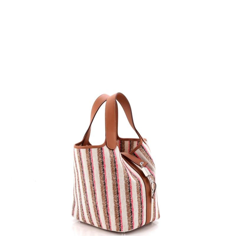 Hermes Couverture Lignes Picotin Lock Bag Embroidered Canvas and Swift PM - 2