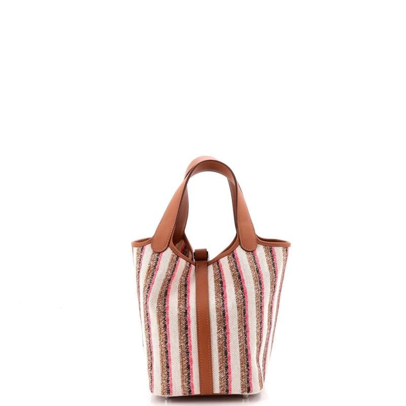 Hermes Couverture Lignes Picotin Lock Bag Embroidered Canvas and Swift PM - 3