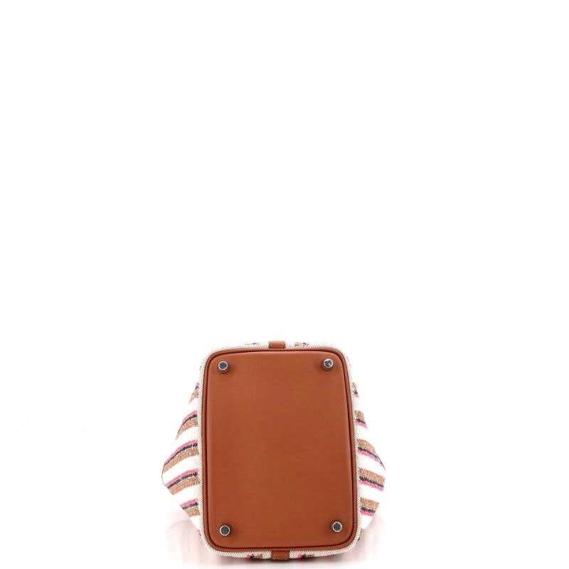 Hermes Couverture Lignes Picotin Lock Bag Embroidered Canvas and Swift PM - 4