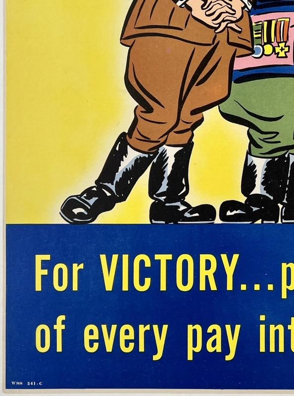 Original Vintage Poster FOR VICTORY PUT 10% IN WAR BONDS Propaganda USA WWII OL - 4