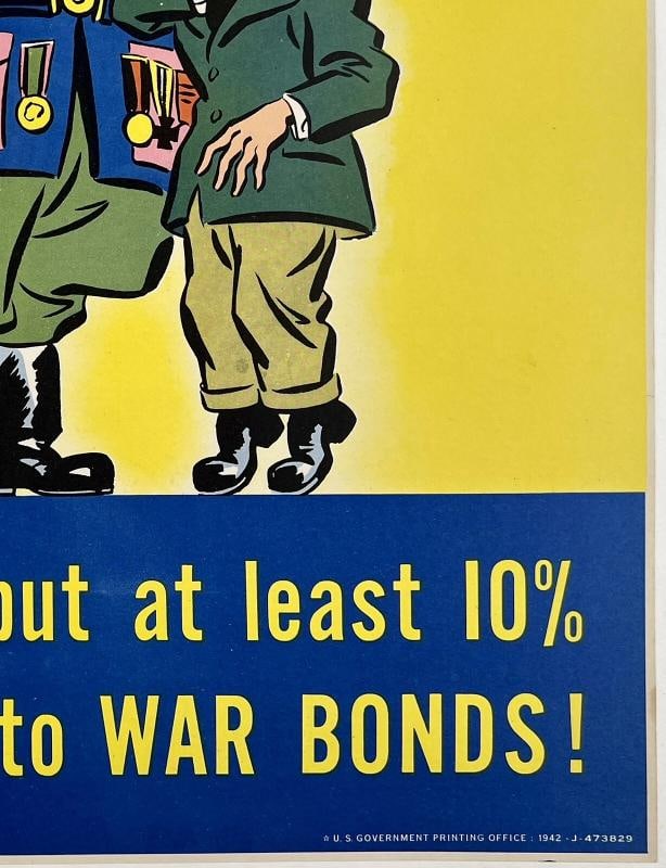 Original Vintage Poster FOR VICTORY PUT 10% IN WAR BONDS Propaganda USA WWII OL - 5