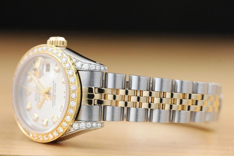 LADIES ROLEX DATEJUST 69173 2-TONE 18K YELLOW GOLD DIAMOND STEEL QUICKSET WATCH - 4