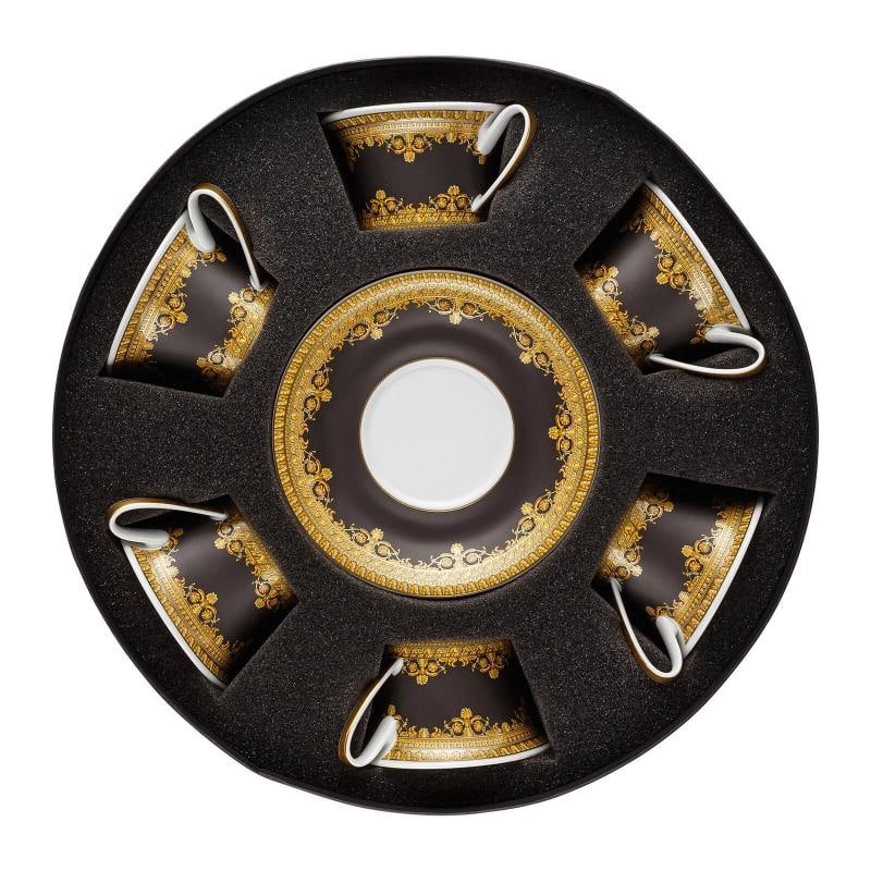 Versace Rosenthal Baroque Black Set 6 Pcs Tea Cup&Saucer-: Condition: New: A brand-new, unused, unopened, undamaged item in its original packaging (where packaging is applicable). Packaging should be the same as what is found in a retail store, unless the