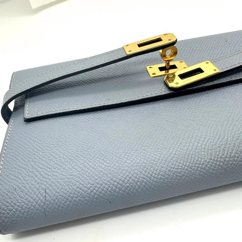 HERMES Epson Kelly Longue Wallet in Blue Lin - 10