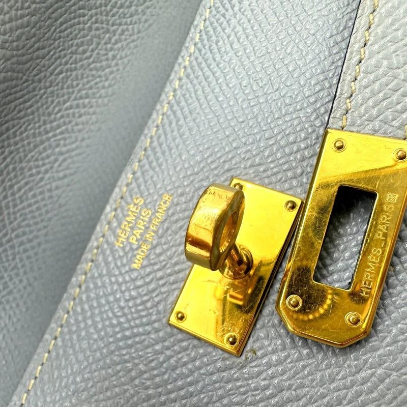 HERMES Epson Kelly Longue Wallet in Blue Lin - 13