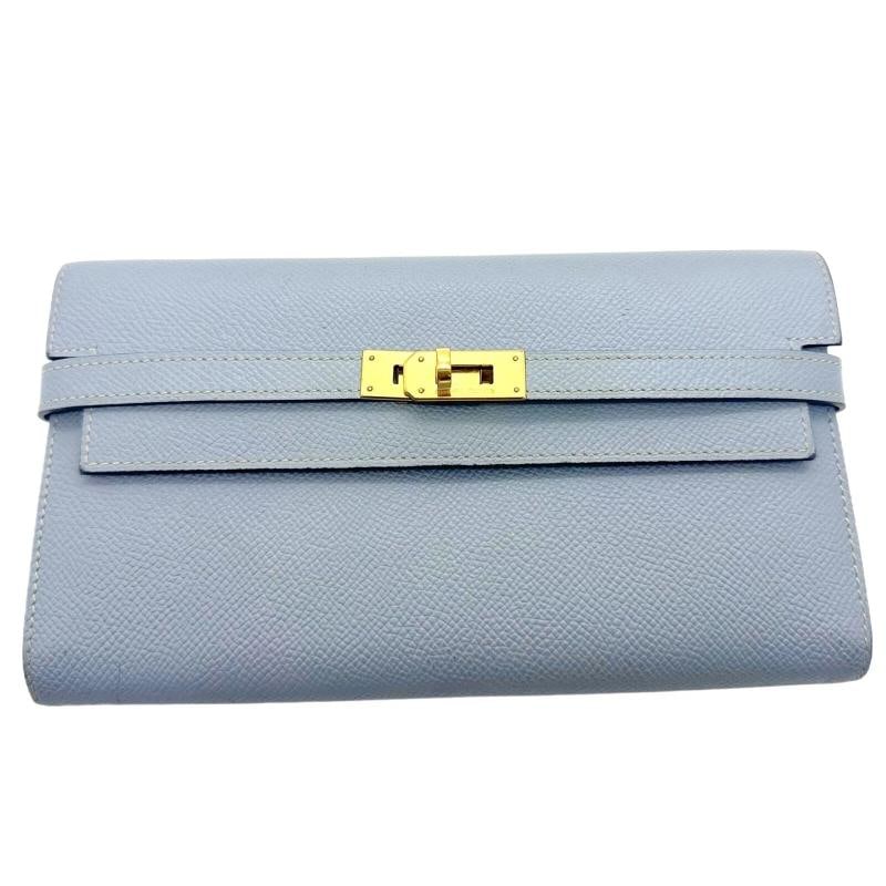 HERMES Epson Kelly Longue Wallet in Blue Lin - 2