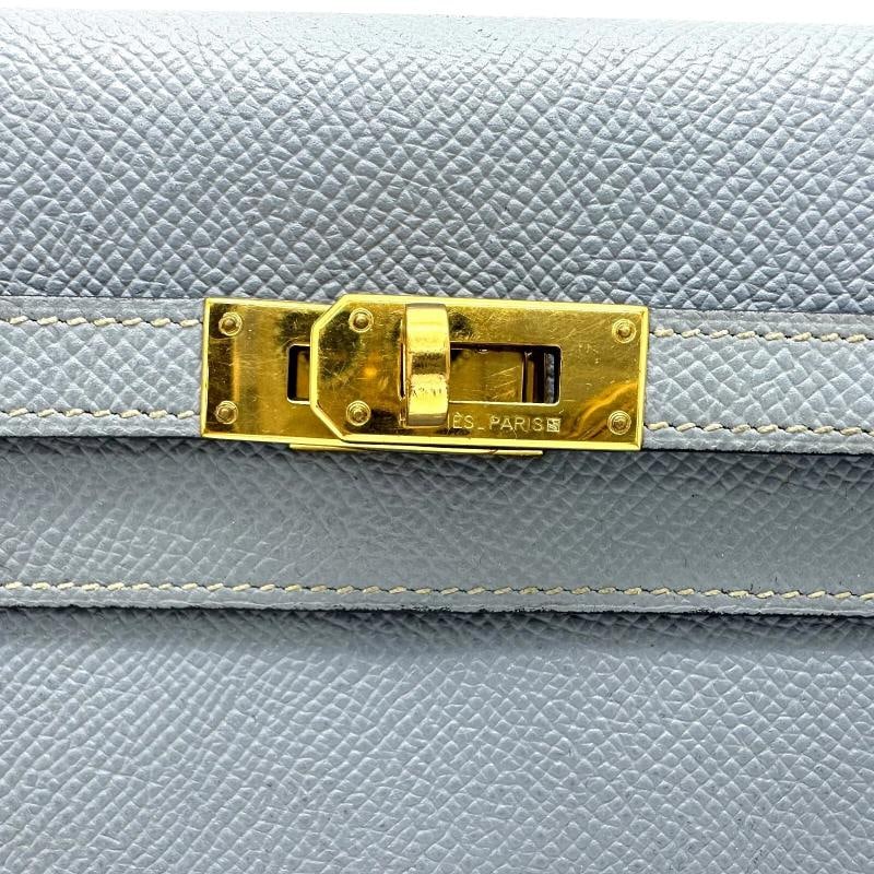 HERMES Epson Kelly Longue Wallet in Blue Lin - 9