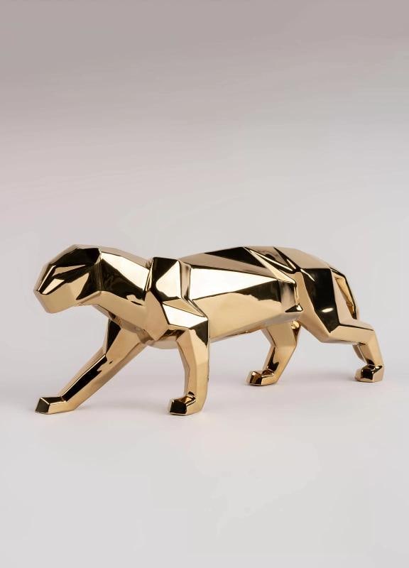 NEW LLADRO GOLDEN PANTHER FIGURINE #9580 BRAND NIB LARGE STUNNING - 3