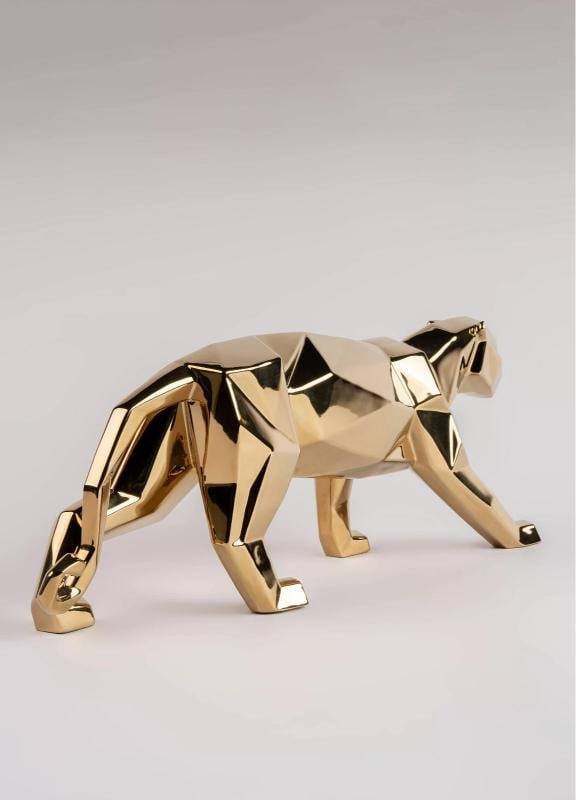 NEW LLADRO GOLDEN PANTHER FIGURINE #9580 BRAND NIB LARGE STUNNING - 5