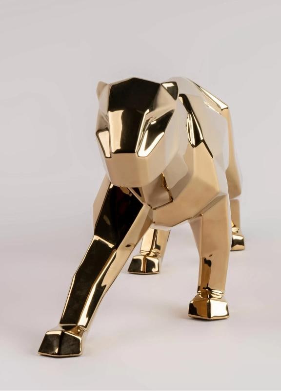 NEW LLADRO GOLDEN PANTHER FIGURINE #9580 BRAND NIB LARGE STUNNING - 6