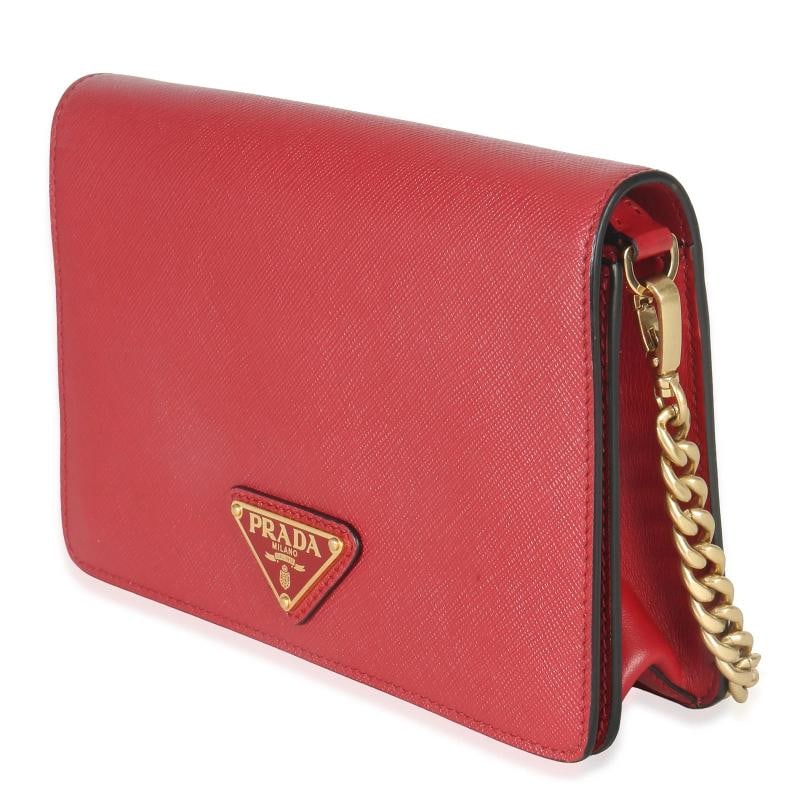 Prada Red Saffiano Triangle Logo Mini Crossbody - 3