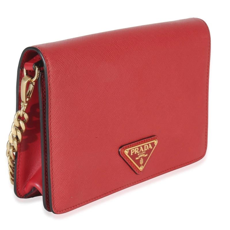 Prada Red Saffiano Triangle Logo Mini Crossbody - 4