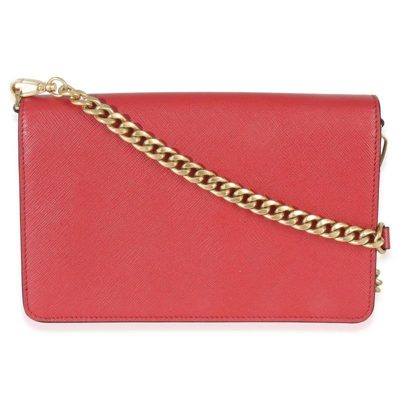 Prada Red Saffiano Triangle Logo Mini Crossbody - 5